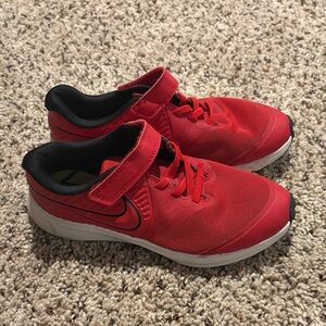 Nike Kids Red and Black Strap Sneakers